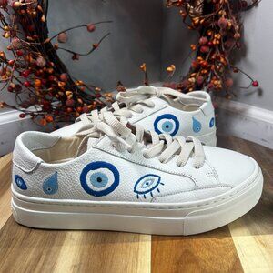 Soludos Womens Evil Eye Ibiza Lace-up Sneaker 7.5US White Leather